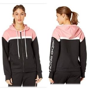 BEBE Sport Color Stripe Full-Zip Hoodie Jacket- sz M
